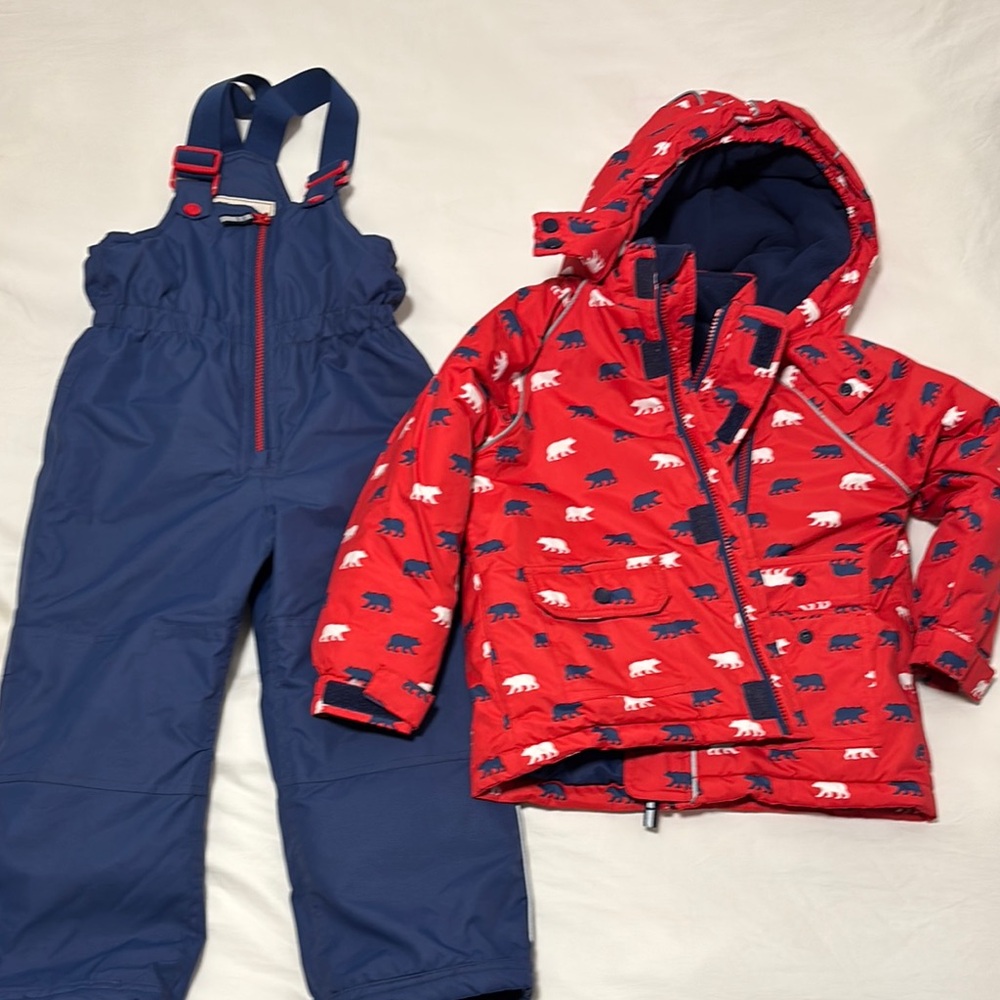 Red and Blue Hatley Baby Winter 2 piece snow suit size 4T
